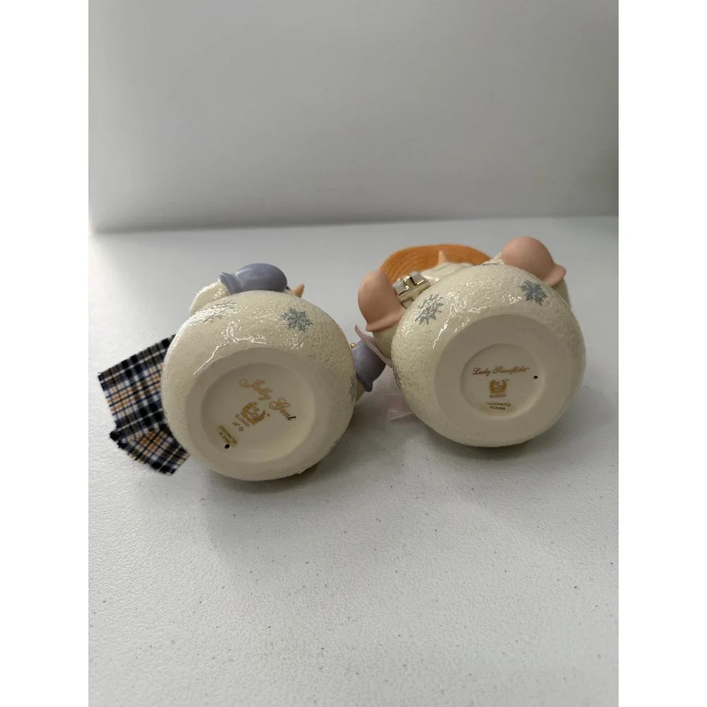 Lenox Lady Snowflake & Jolly Gent Snowman Figurine Set Porcelain Holiday Decor